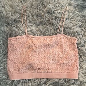 Floral Lace Pink Crop Top